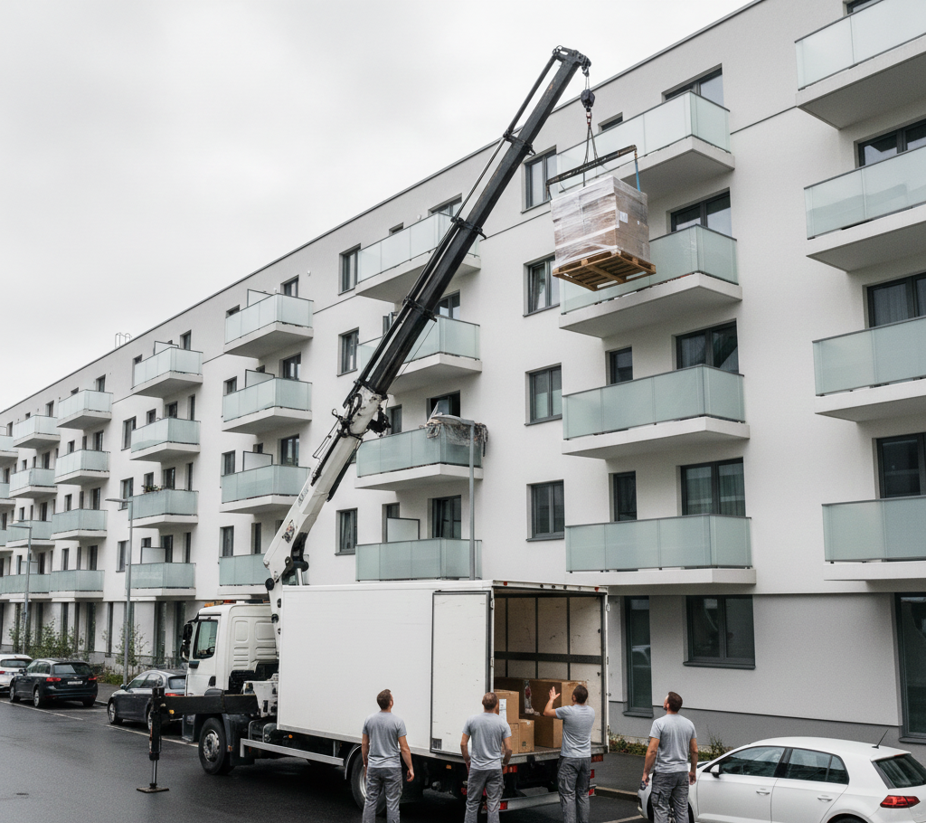 elevador externo a fazer uma mudança